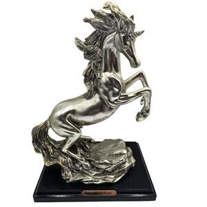 W ANINA Collection Resin Unicorn Statue With Silver Metallic Finish 1993